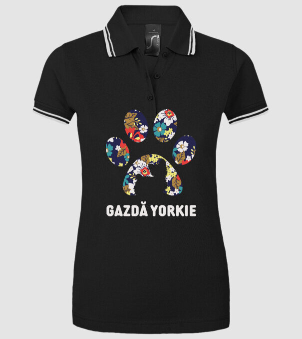 Gazdă Yorkie model negru pe tricou