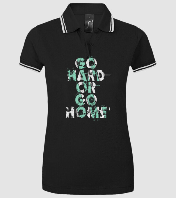 Go Hard or Go Home model negru pe tricou