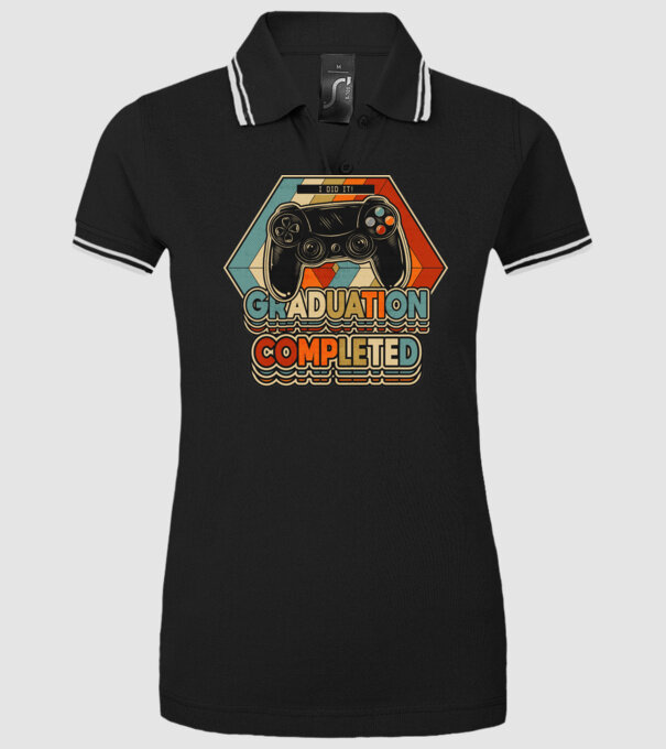 Graduatuion completed retro model negru pe tricou