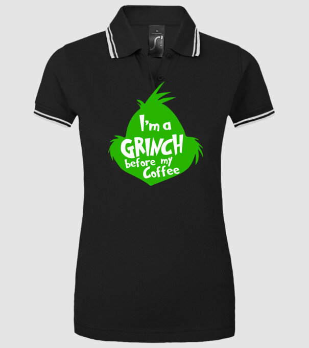 Grinch before coffee model negru pe tricou