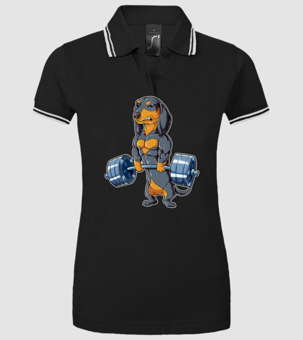Gym teckel model negru pe tricou