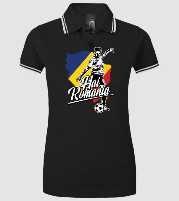Hai romania fotbal model negru pe tricou