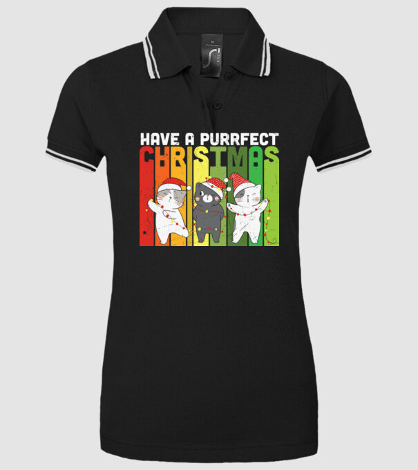 Have a purrfect christmas model negru pe tricou