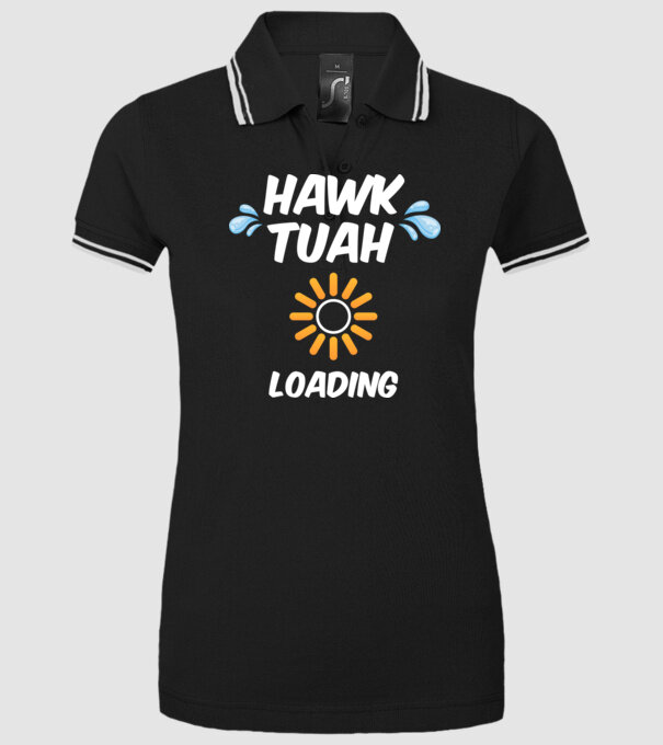 Hawk Tuah loading raindrop model negru pe tricou