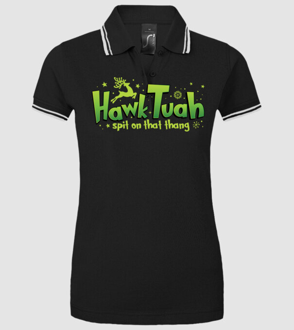 Hawk tuah xmas model negru pe tricou