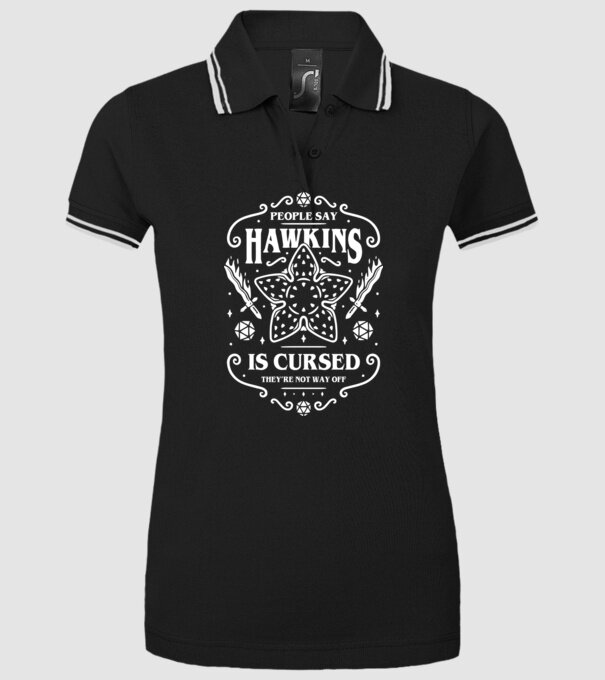 hawkins is cursed black model negru pe tricou