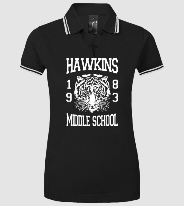 hawkins middle school 83 white model negru pe tricou