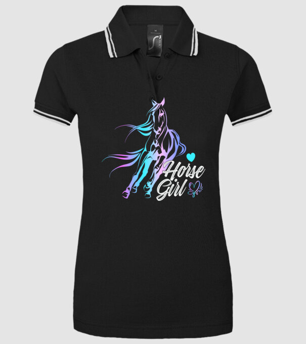 Horse girl 2 model negru pe tricou