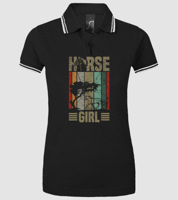 Horse girl model negru pe tricou