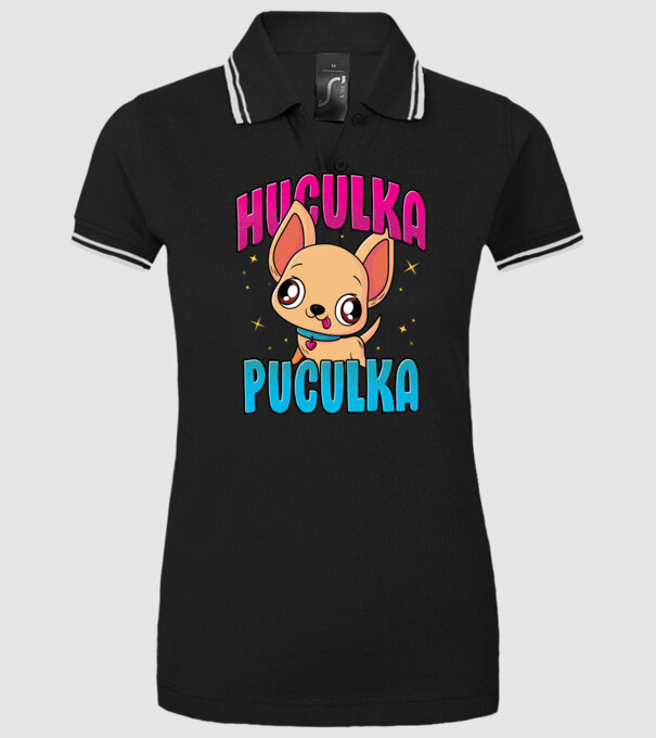 Huculka Puculka chivava model negru pe tricou
