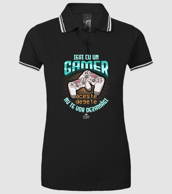 Ieși cu un gamer - aceste degete nu te vor dezamăgi model negru pe tricou