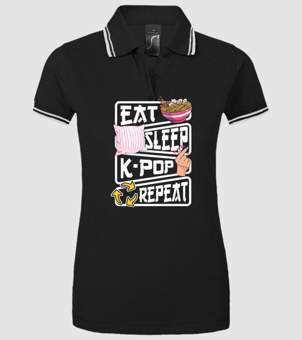 K-POP EAT SLEEP model negru pe tricou