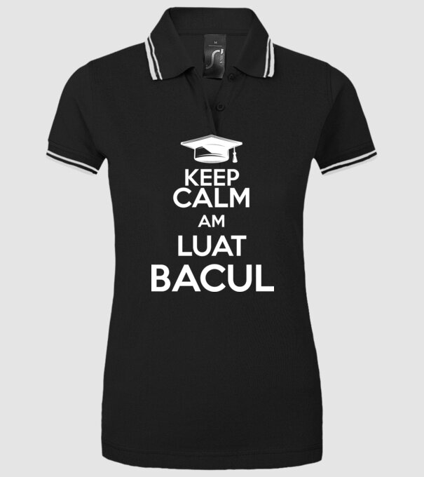 Keep calm, am luat bacul model negru pe tricou