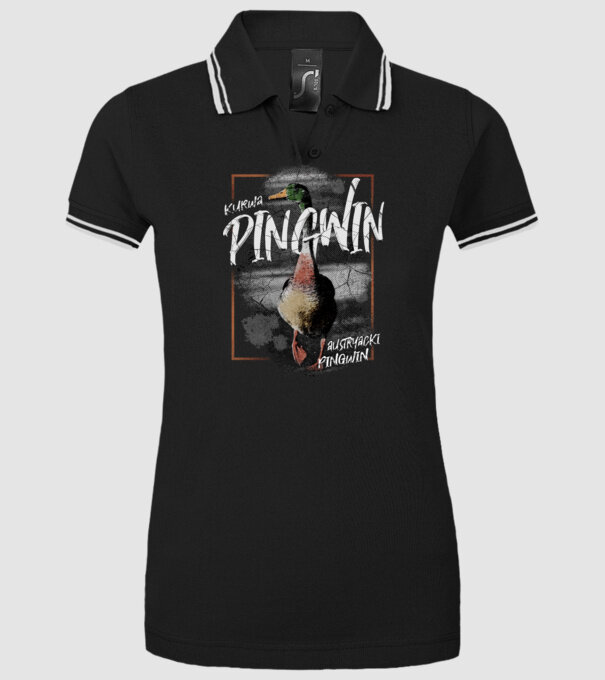 Kurwa pingwin model negru pe tricou
