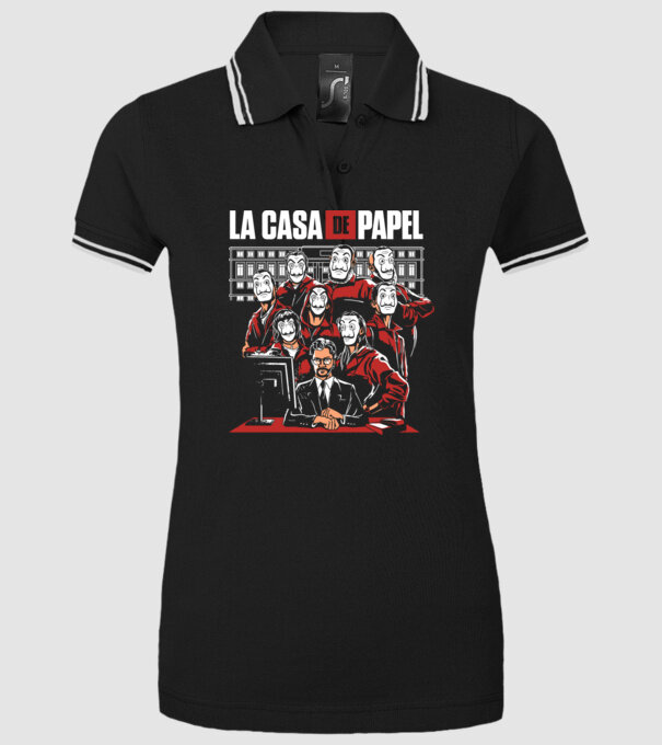 La casa de papel grupo model negru pe tricou