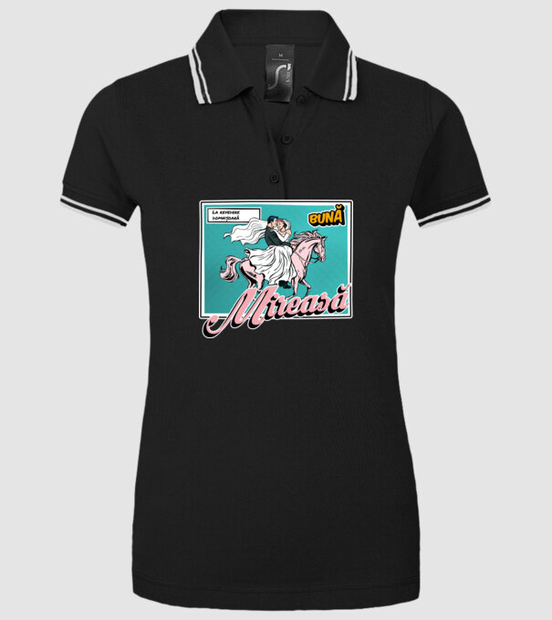La revedere domnișoară, bună mireasă model negru pe tricou