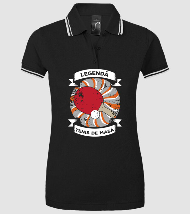 Legendă tenis de masă model negru pe tricou