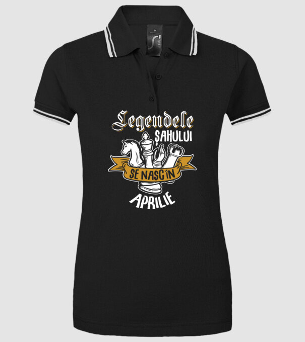 Legendele șahului se nasc în aprilie model negru pe tricou