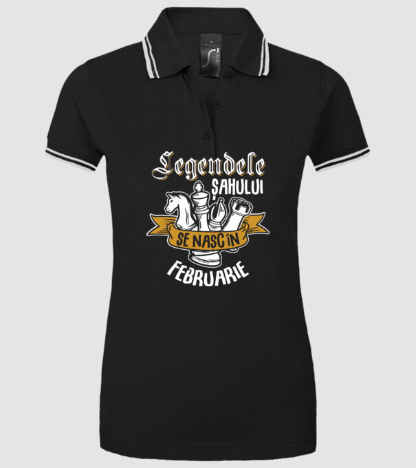 Legendele șahului se nasc în februarie model negru pe tricou