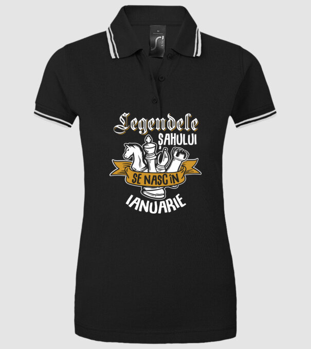 Legendele șahului se nasc în ianuarie model negru pe tricou