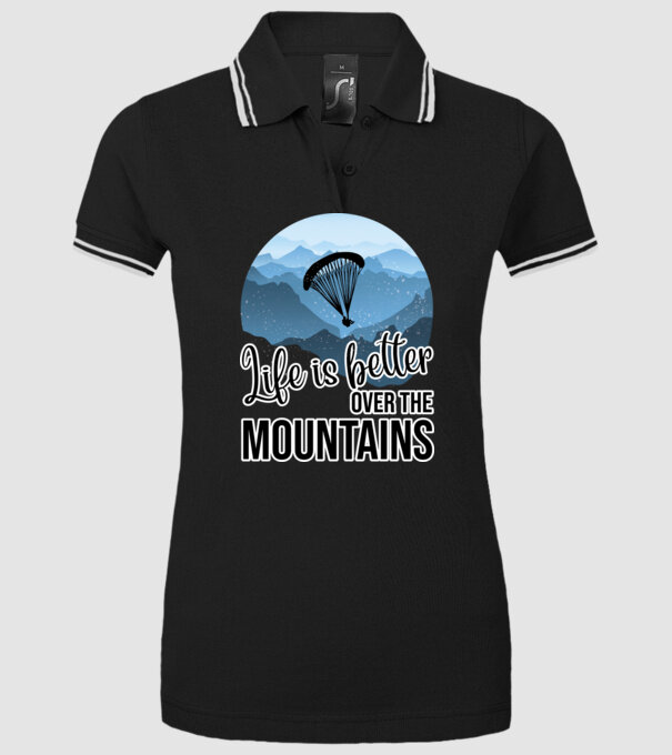 Life is better over the mountains model negru pe tricou