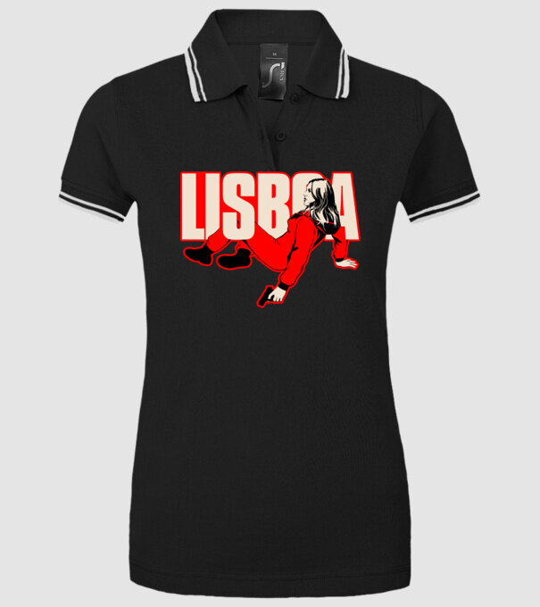 lisboa la casa de papel model negru pe tricou