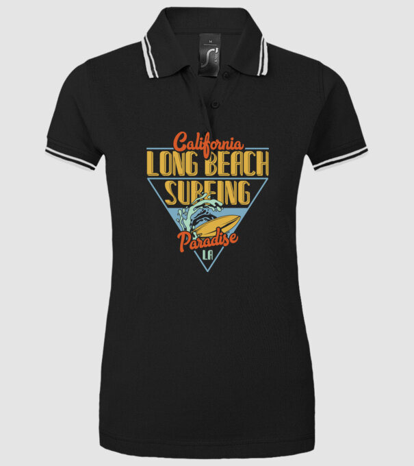 Long Beach model negru pe tricou