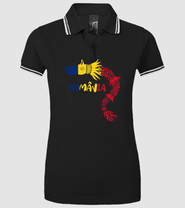 Lupul dacic model negru pe tricou