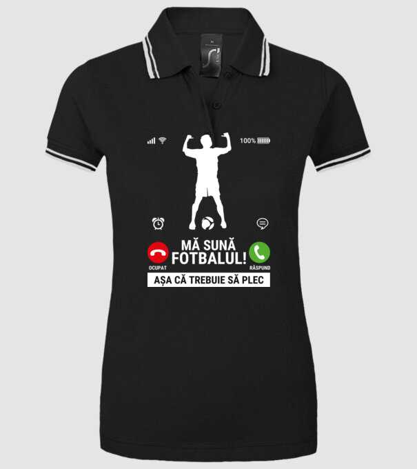 Mă sună fotbalul model negru pe tricou