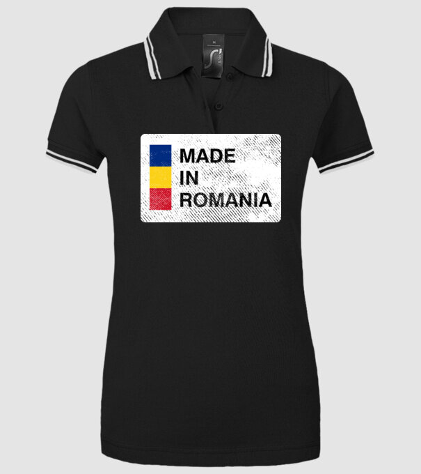 made in romania model negru pe tricou