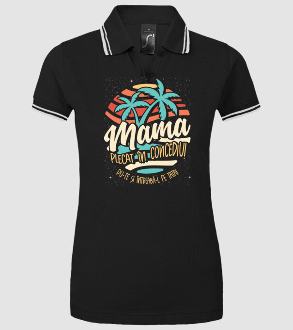 Mama Plecat în concediu model negru pe tricou