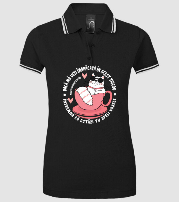 Dacă o vezi îmbrăcată în acest tricou, înseamnă că astăzi tu speli vasele. Mama se odihnește astăzi. model negru pe tricou