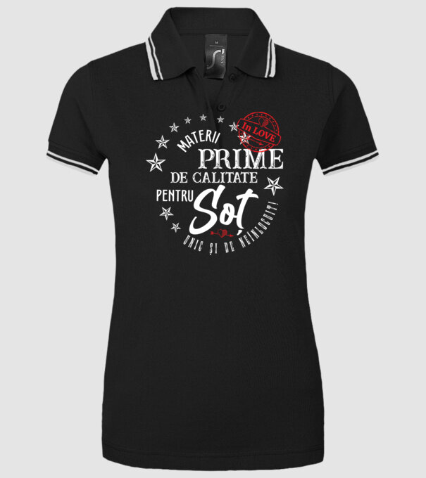 Materii prime de calitate pentru soț model negru pe tricou