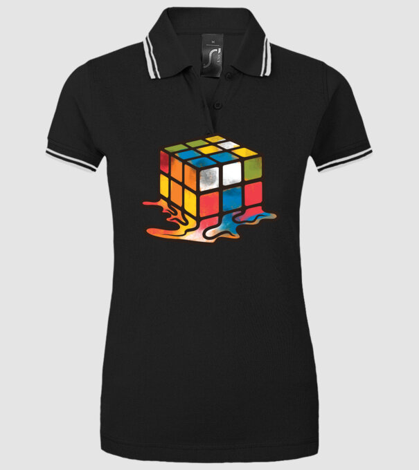 Melted Rubik model negru pe tricou