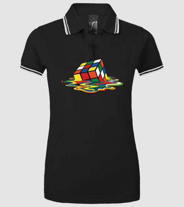 Melting Rubik model negru pe tricou