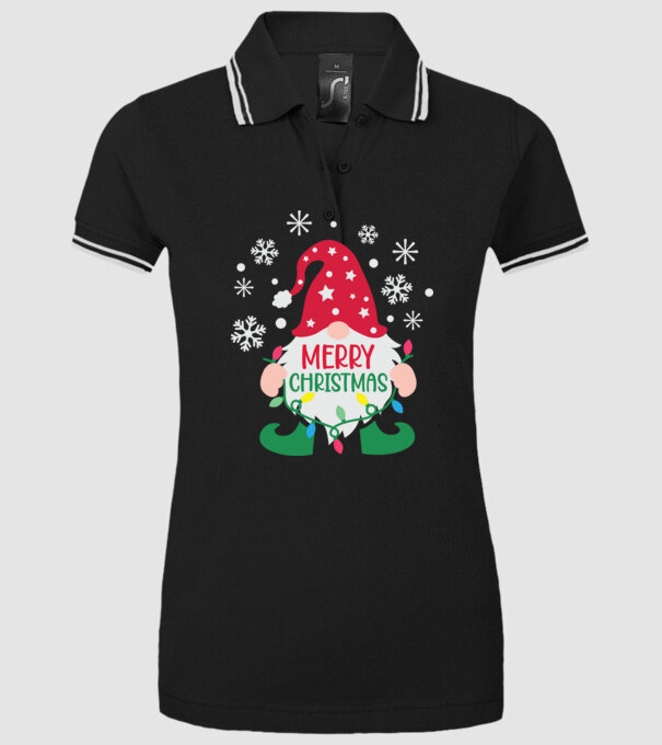 Merry christmas gnome model negru pe tricou