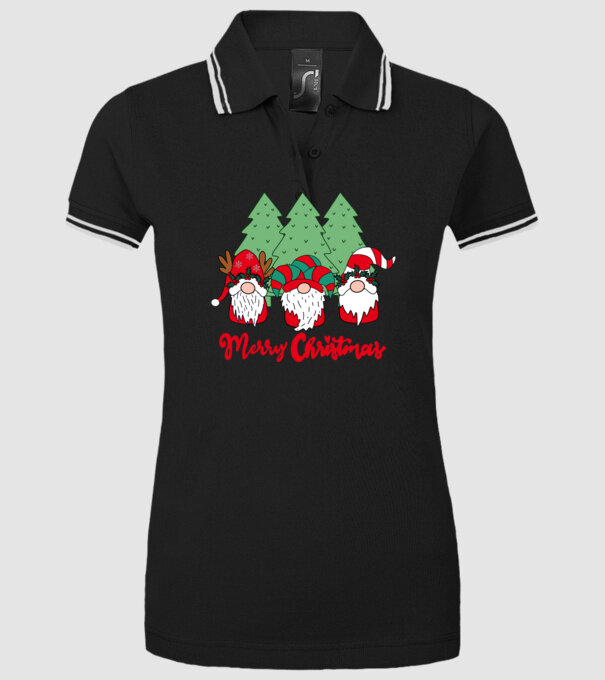 Merry christmas gnomes model negru pe tricou