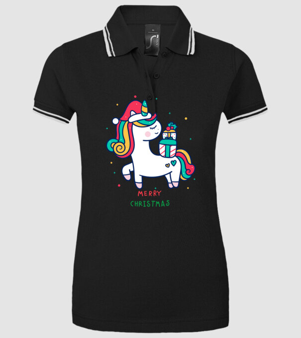 merry christmas unicorn model negru pe tricou
