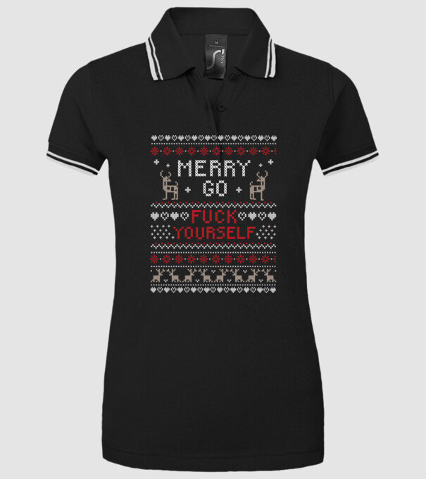 Merry go f-ck yourself model negru pe tricou