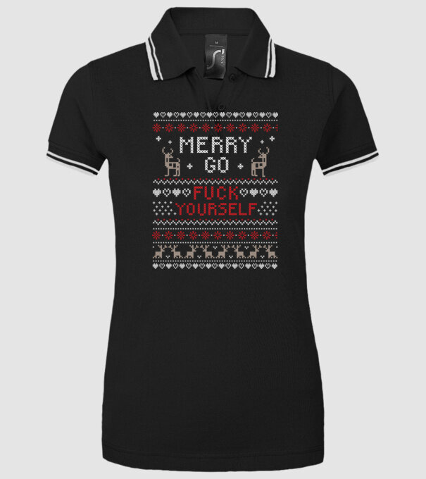 Merry go fuck yourself model negru pe tricou