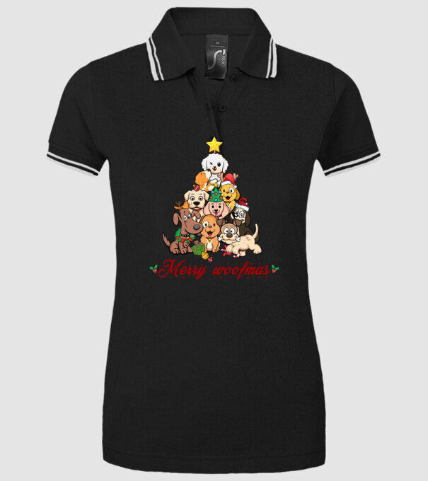 Merry woofmas model negru pe tricou