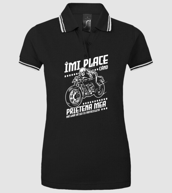 îmi place când prietena mea mă lasă să ies cu motocicleta model negru pe tricou