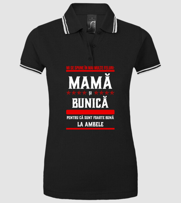 mi se spune în mai multe feluri: mamă și bunică, pentru că sunt foarte bună la ambele model negru pe tricou