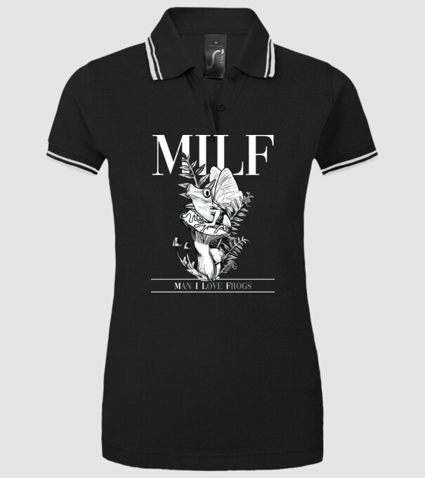 MILF man i love frogs model negru pe tricou