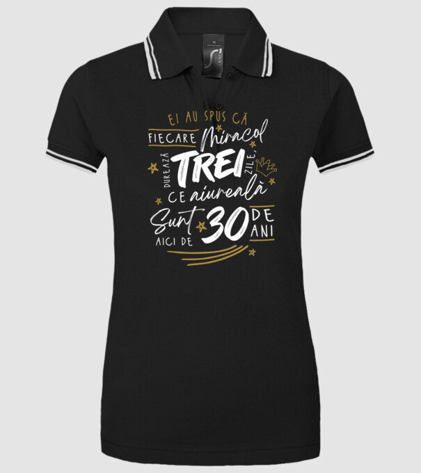 Miracol durează trei 30 de ani model negru pe tricou