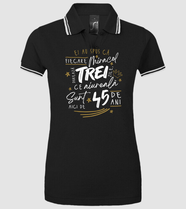 Miracol durează trei 45 de ani model negru pe tricou