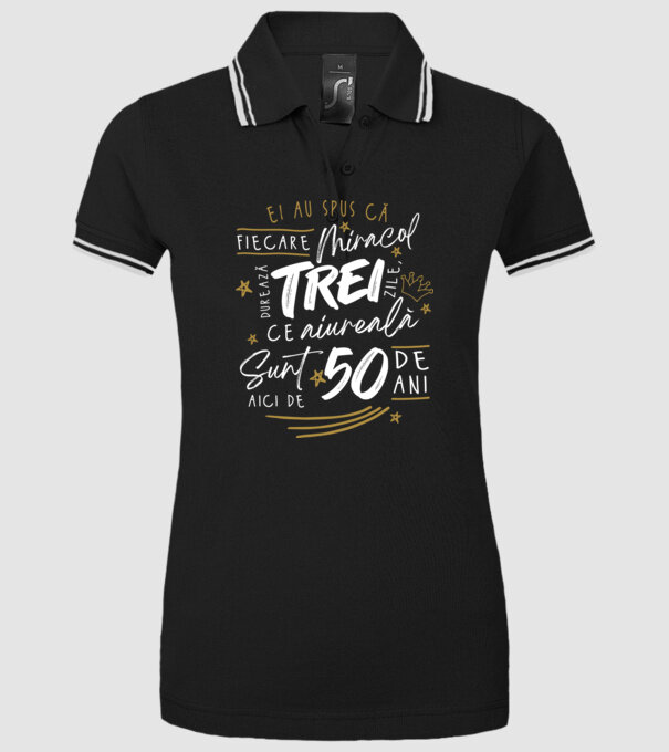 Miracol durează trei 50 de ani model negru pe tricou