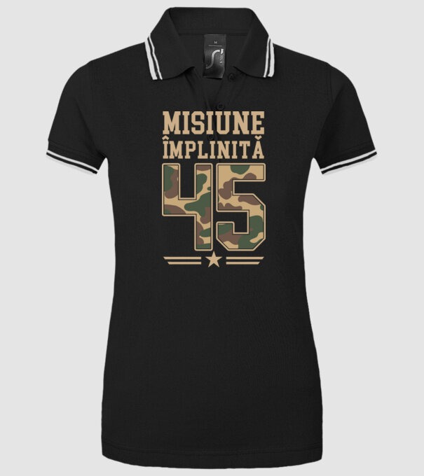 Misiune împlinită 45 model negru pe tricou