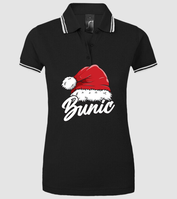 bunic Santa Hat model negru pe tricou