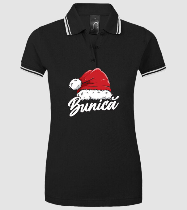 bunică Santa Hat model negru pe tricou
